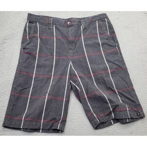 Tony Hawk Bermuda Shorts Mens 32 Multicolor Plaid Cotton Slash Pocket Flat Front
